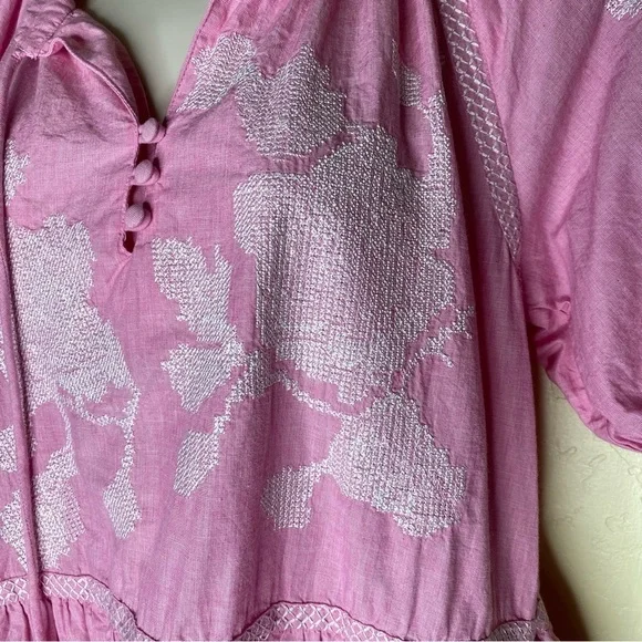 Rose and Rose Snaresbrook Pink Embroidered Floral Tunic Tassels Dress Size S - Picture 9 of 16